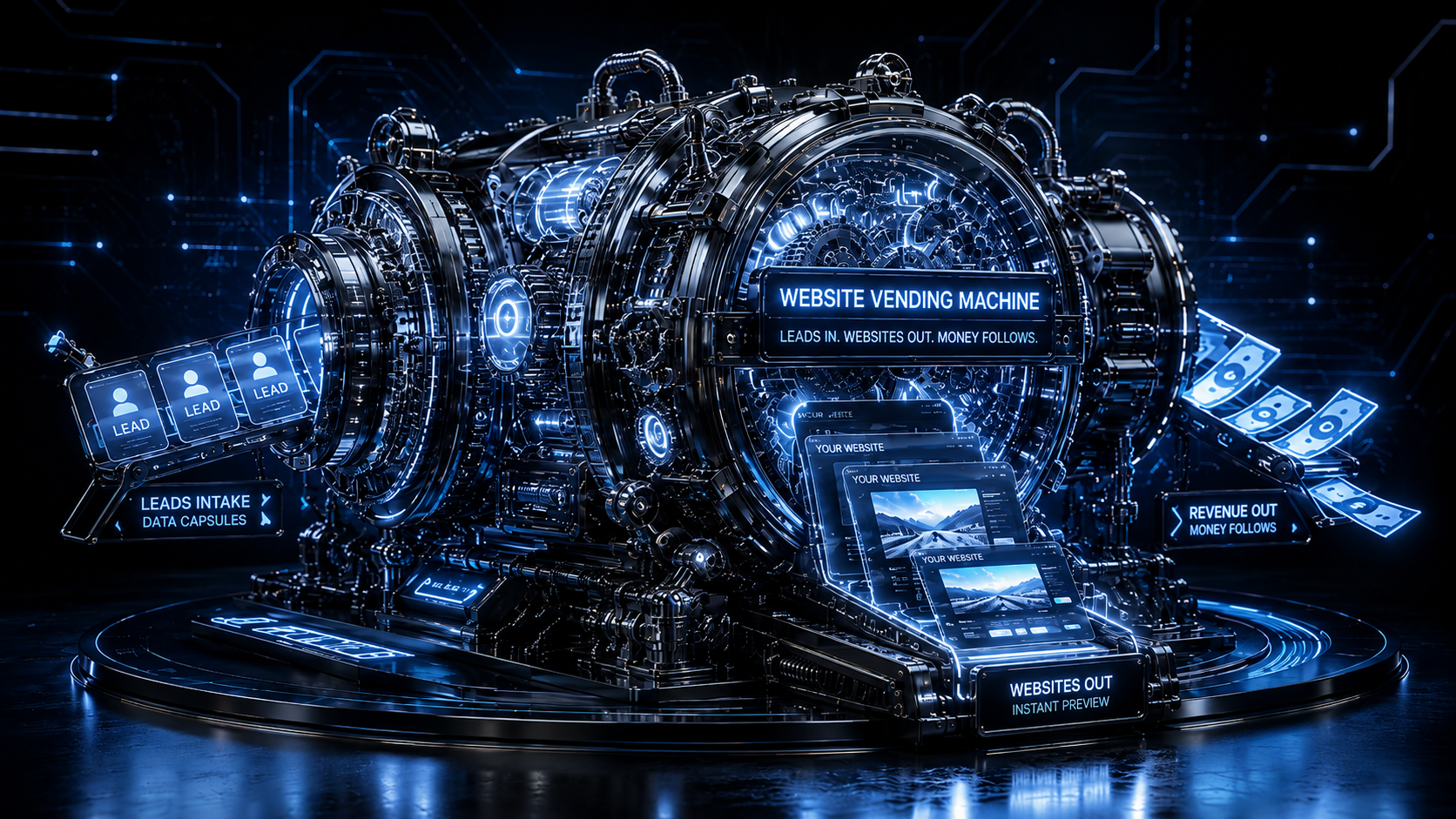 Futuristic blue custom systems machine